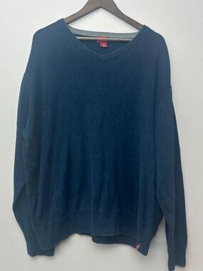 Levi’s Men’s XXL Navy Blue V-Neck Cotton Sweater Pullover Heavyweight